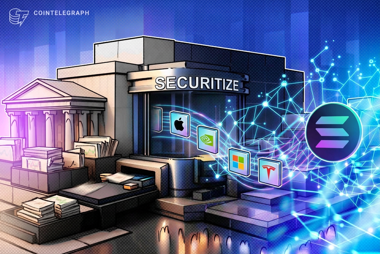 Securitize sube 10% tras tokenizar acciones de Apple y Tesla en Solana