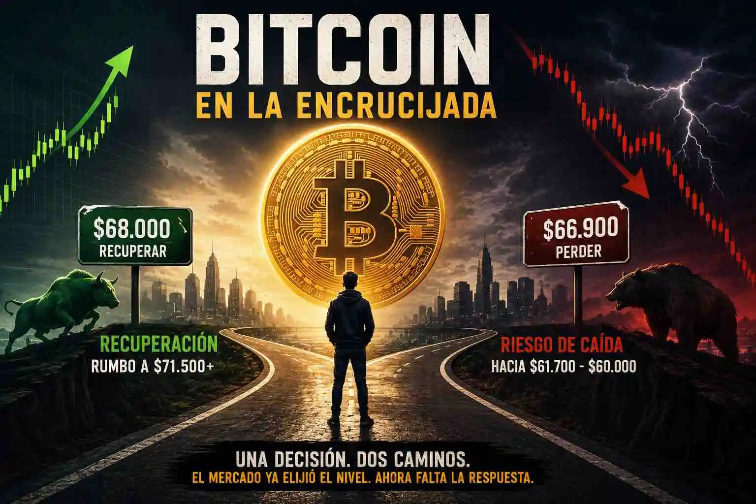Bitcoin vuelve a una zona crítica y el mercado decide su futuro